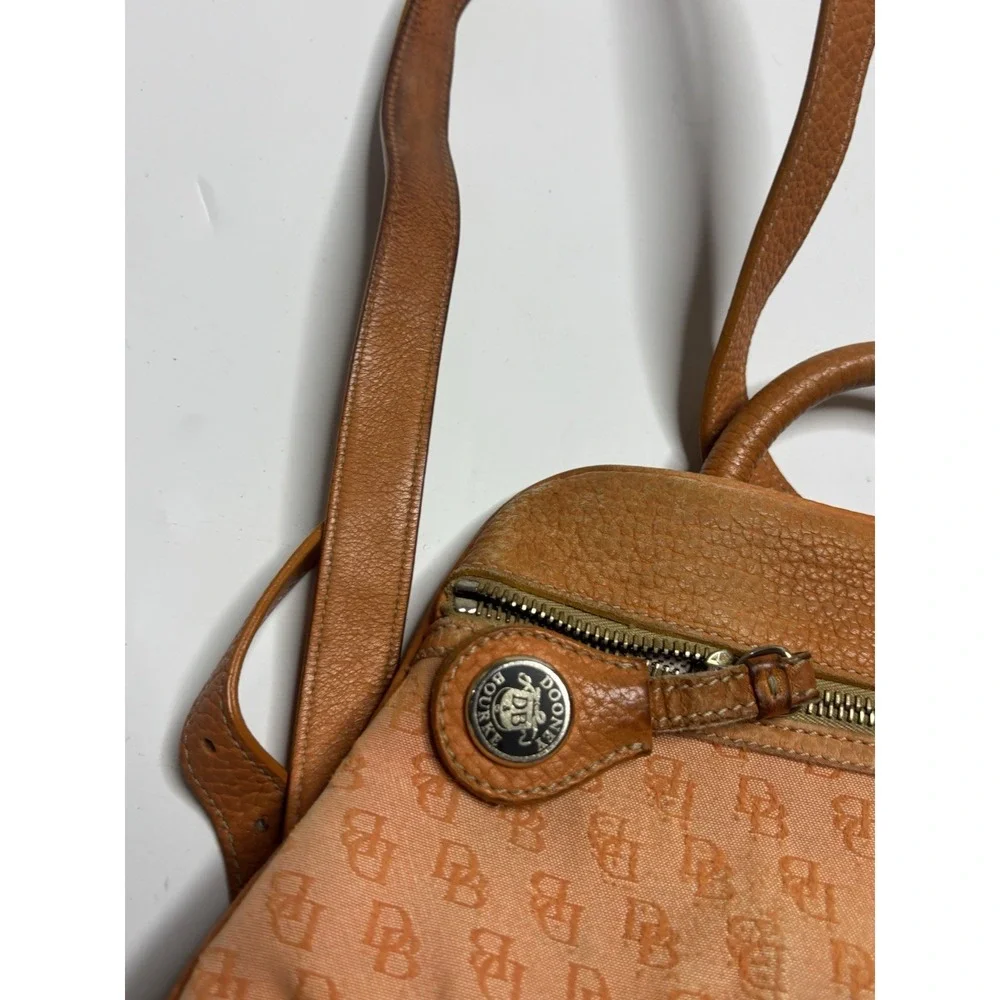VTG Y2K Dooney & Bourke Hobo Monogram Vinyl Satchel Handbag Purse Charm Orange